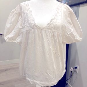 J.Crew white top with eyelet lace design